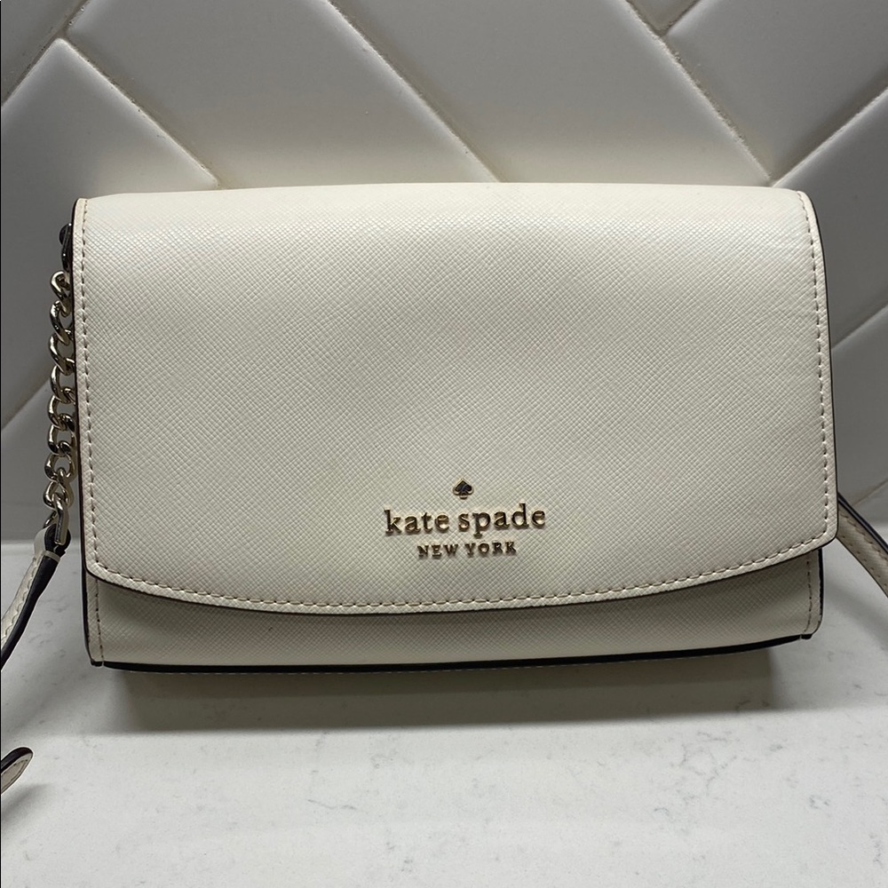 Kate Spade White Crossbody Bag with Chain Strap